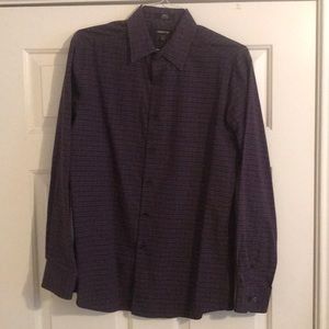 Purple checkered men’s dress shirt.